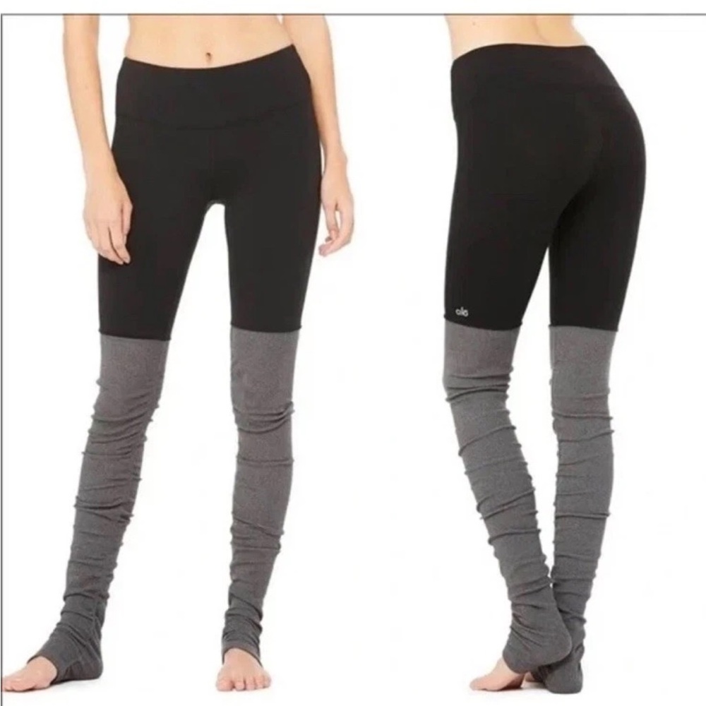 Alo Yoga Goddess Leggings, Black Gray Stretch Size small